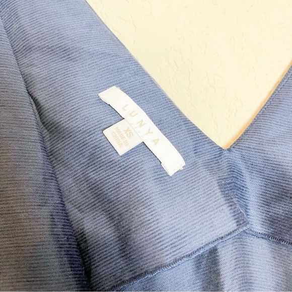 Lunya Linen Silk Double V Midi Dress Deep Blue Size Extra Small - Picture 5 of 9